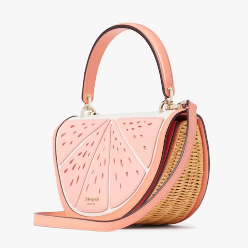 NWT! Kate Spade ♠️ Squeeze Wicker 3d Grapefruit Crossbody/Top Handle Bag - Picture 2 of 10